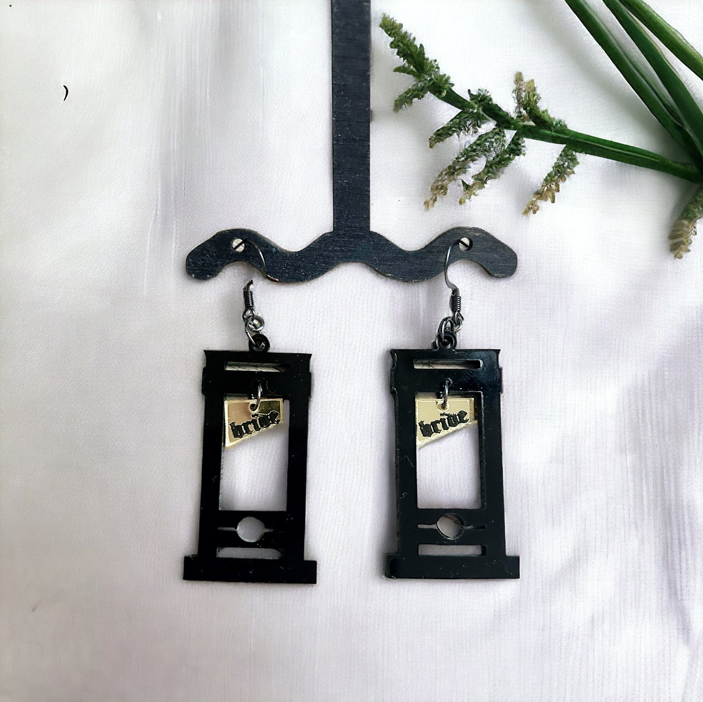 Gothic Bride Acrylic Guillotine Earrings