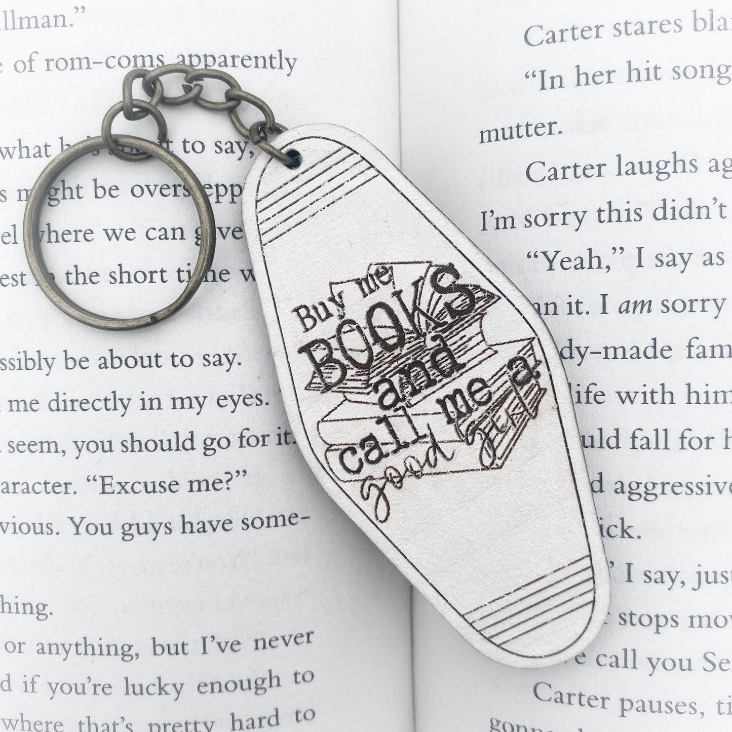 Buy Me Books & Call Me A Good Girl - Vintage Motel Keychain, Bookish Gifts, Smut Reader, Book Club Finds, Romance Books, BookTok Keychain