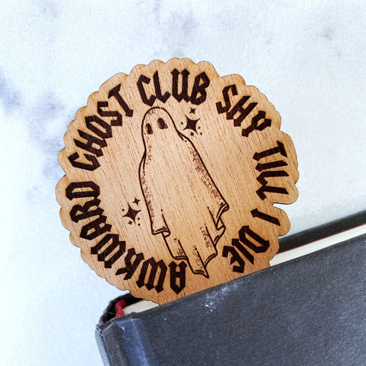 Awkward Ghost Club Wooden Bookmark: Booktok Accessories, Bookstagram, Gifts For Book Lovers, Horror Novels, Unique Book Accessory