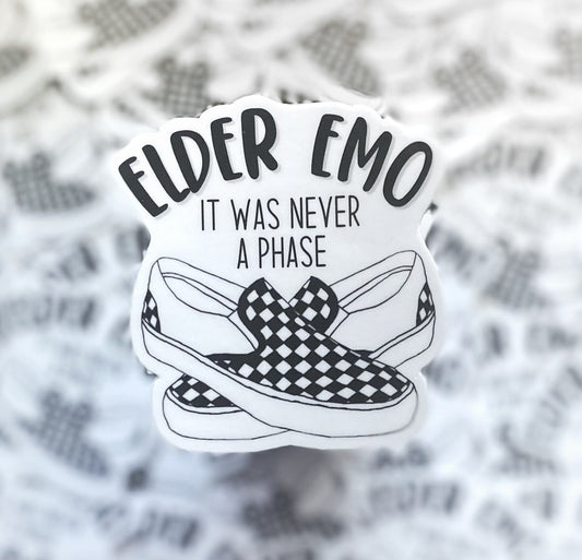 Elder Emo Waterproof Sticker | It Was Never A Phase | Emo Sticker | Laptop Sticker | Water Bottle Sticker | Elder Millennial | Alt Rock