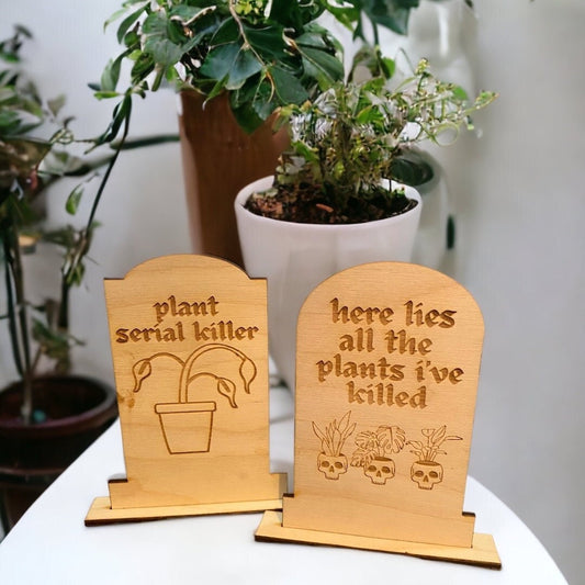 Plant Tombstones: Plant Mom Decor - Plant Daddy - Witchy Home Decor - Plant Shelf - Green Thumb - Brown Thumb - Plant Life - Funny Tombstone