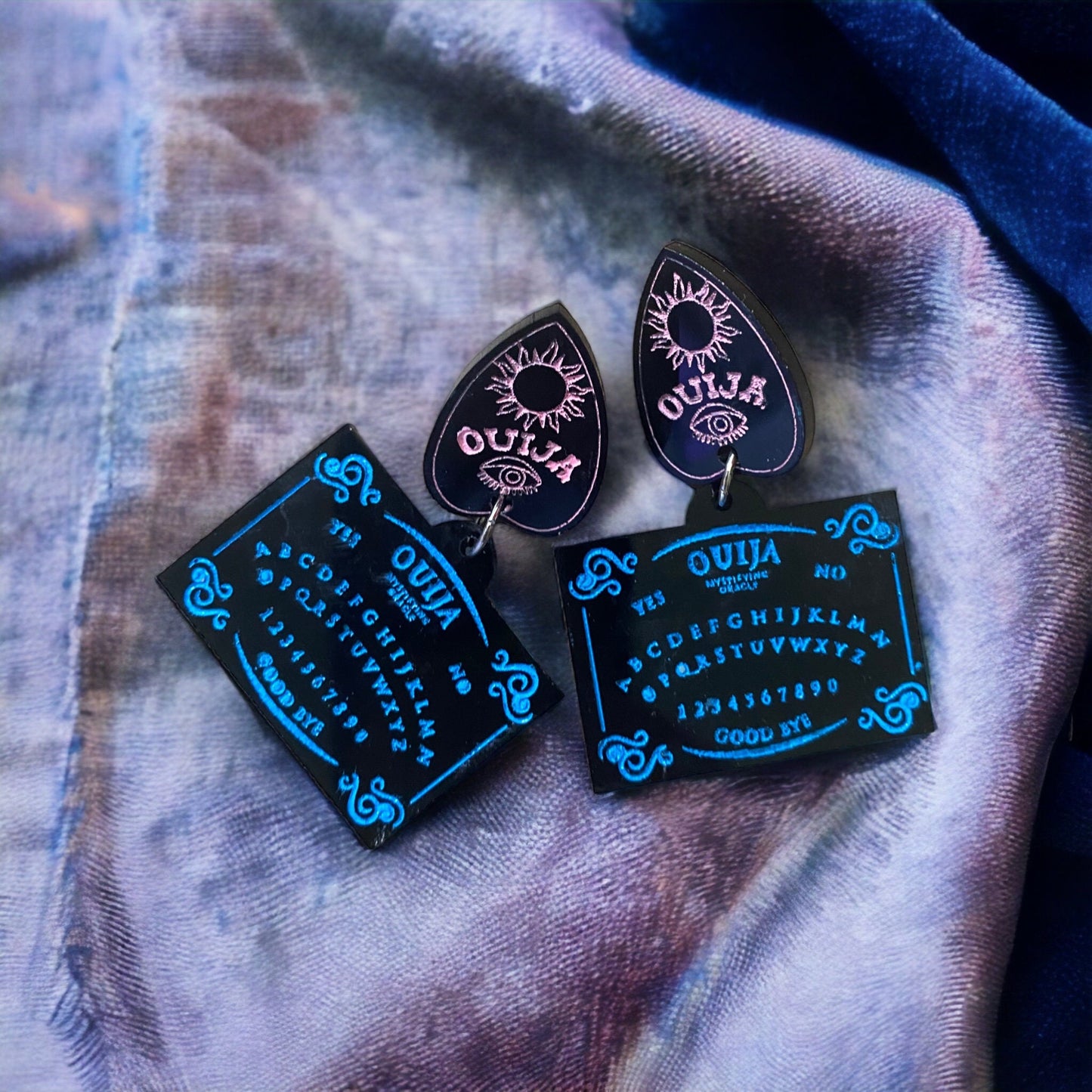 Ouija Board And Planchette Earrings : Spirit Board Jewelry - Halloween Earrings - Talking Boards - Ghosties - Spooky Season - Code Orange
